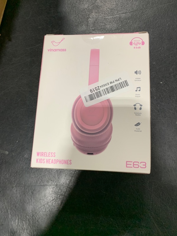 Photo 1 of Kids Bluetooth Headphones,Kids Headphones Wireless with 85dB Volume Limiter, 30H Playtime, Adjustable Headband,Over-Ear Headphone for Kid School Online Class Travel(Pink)