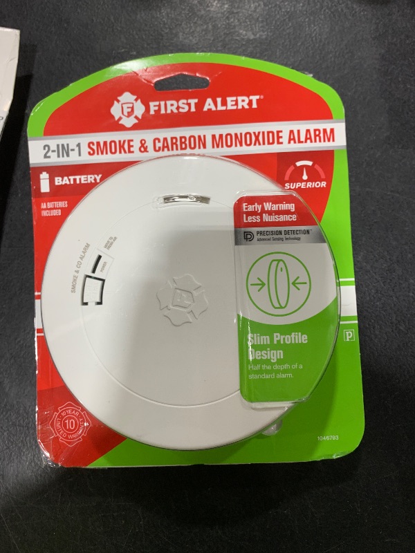 Photo 1 of First Alert Combination Smoke & Carbon Monoxide Alarm, Battery-Operated Detector with Slim Profile Design, SMCO200, 1-Pack