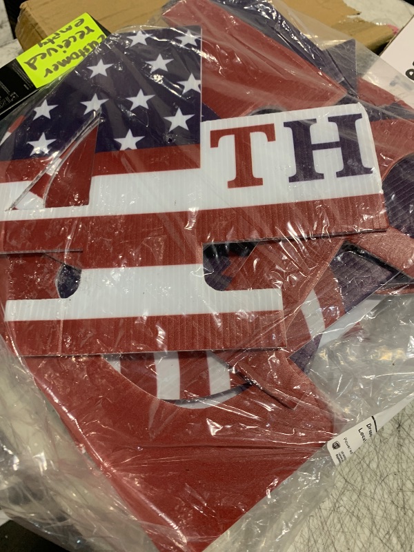 Photo 1 of 11 Pcs Happy 4th of July Independence Day Yard Signs with Stakes Star Patriotic Memorial Day Labor Day Veterans Day Yard Sign Weatherproof American Flag USA Letter Garden Lawn Banner Décor for Outdoor Lawn Garden Party Decorations