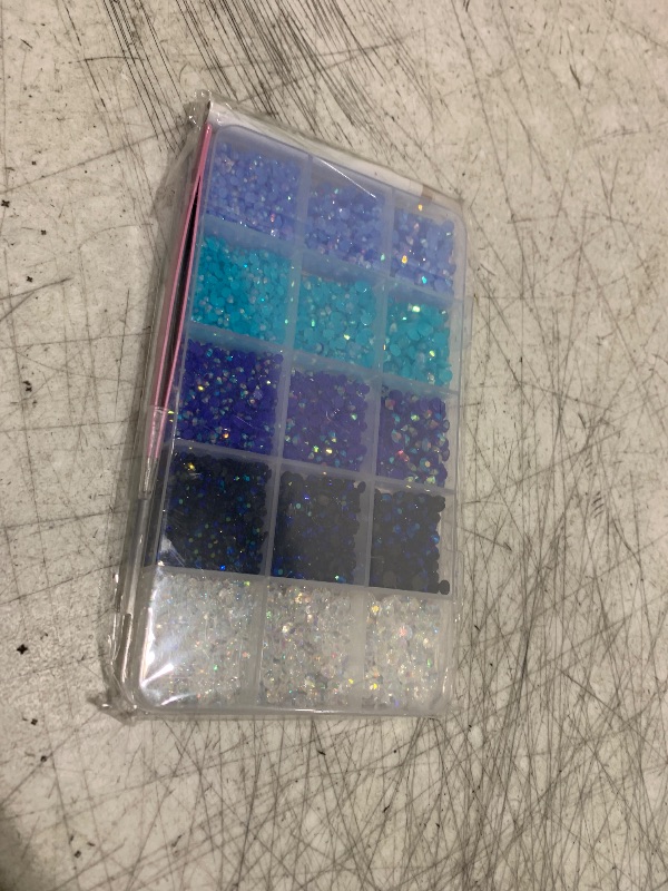 Photo 1 of 12000 Pcs Resin Jelly Rhinestones for Crafting, Multi Sizes Flatback Blue Color Gems, Bedazzling Crystal with Pickup Tool for DIY Crafts Clothing Shoes Fabric Nail Art
