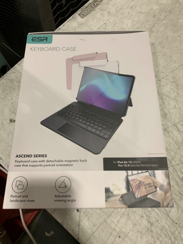 Photo 1 of ESR iPad Air 13 Inch Case Keyboard (M3/M2, 2025/2024), Keyboard Case with Trackpad, Magnetic Detachable Keyboard with Backlit Keys, Fully Adjustable Portrait/Landscape Stand, Ascend Series, Black