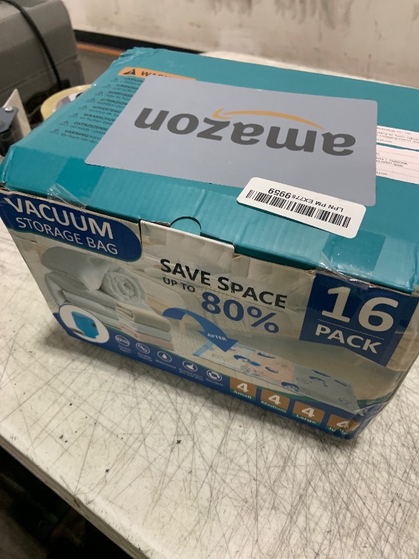 Photo 1 of Vacuum Seal Bags for Clothing with Electric Pump,16 Pack Space Saver Bags (4 Jumbo, 4 Large, 4 Medium, 4 Small) Vacuum Storage Bags for Travel,Bedding,Blankets