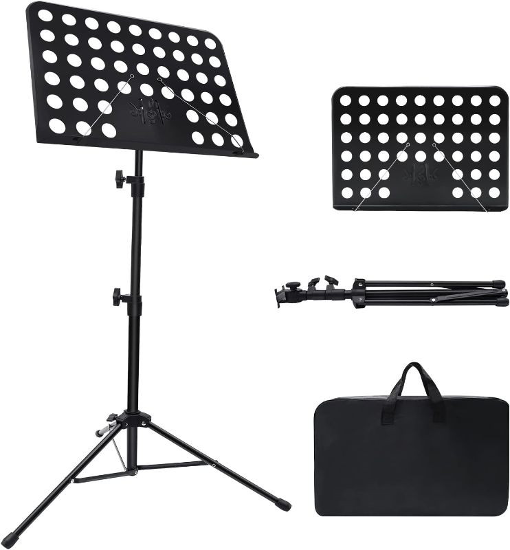 Photo 1 of 1/2/3 Pack Sheet Music Stand, Adjustable Music Stand with Carrying Bag, Professional Music Book Holder Music Sheet Clip Holder for Guitar, Ukulele, Violin Players(Standard Version, 1 Pack)