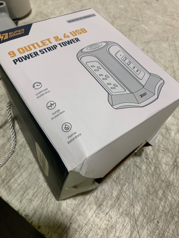 Photo 1 of Power Strip Tower Surge Protector, SUPERDANNY Desktop Charging Station, 10 Ft Extension Cord, 9 Outlets, 4 USB Ports, 1080 Joules, 3-Prong, Grounded, Multiple Protections for Home, Office, Black
