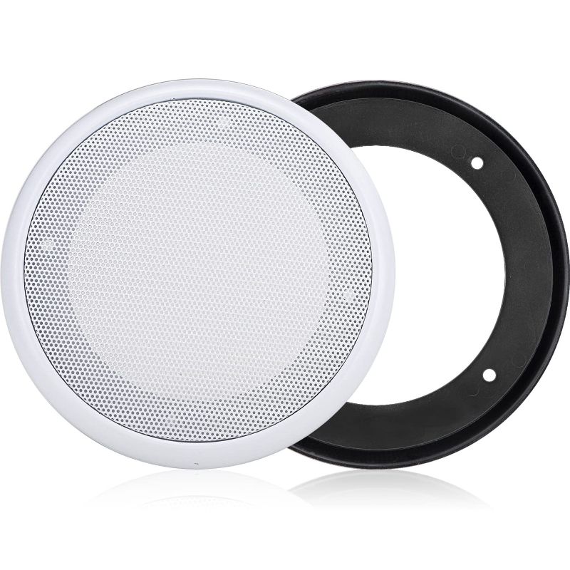 Photo 1 of Facmogu 2PCS 6.5in Ceiling Speaker Grille Covers, White Round Commercial Ceiling Speaker Grill for 6.5 Inch Speaker, Speaker Decorative Ring DIY Speaker Accessory Part with 8 Mouting Screws
