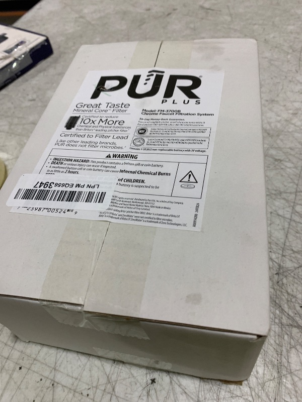 Photo 1 of PUR PLUS Vertical Faucet Mount Water Filtration System, Lead-Reducing Filter, Great-Tasting Water, Easy Install, Lasts 100 Gallons, Compatible with Sinks with External Aerators, Chrome