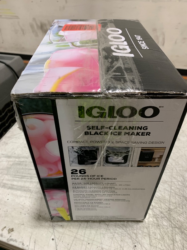 Photo 1 of Igloo Self-Cleaning Countertop Ice Maker - Compact and Portable - Creates 26 lbs. Per Day, 8 Pieces Ready Every 7-8 Minutes - Includes Ice Scoop and Basket - Black