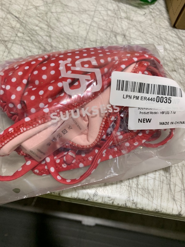 Photo 1 of SUUKSESS Women Ruffle Thong Bikini Sets Cheeky Halter String Triangle Two Piece Swimsuit High Cut Bathing Suit (Red White Polka Dots, M)