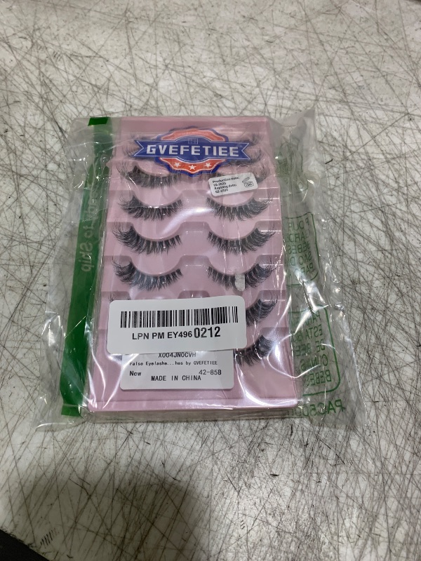Photo 1 of False Eyelashes Fox Eye 8 Pairs Pack 40D Natural Look Fluffy Wispy Cat Eye Lashes Soft Faux Mink Lashes Lightweight D-Curl Clear Band Eyealshes by GVEFETIEE