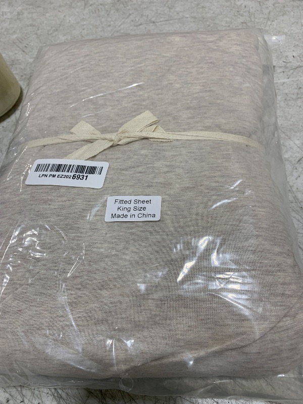 Photo 1 of PURE ERA Jersey Knit Cotton Fitted Bottom Sheet ONLY (No Flat Sheet or Pillow Cases) Deep Pocket Up to 15" to 20" Ultra Soft Comfy Breathable Beige King