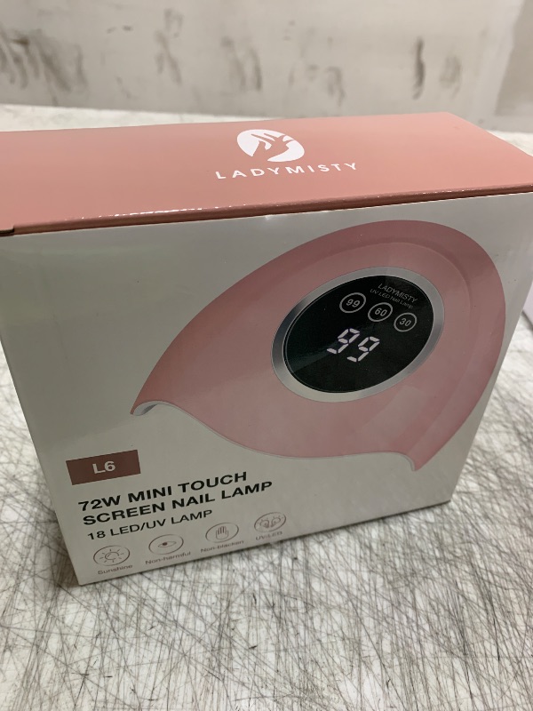 Photo 1 of LadyMisty 72W UV LED Nail Lamp Light Dryer for Nails Gel Polish with 18 Beads 3 Timer Setting & LCD Touch Display Screen, Auto Sensor, Professional Nails, Pink