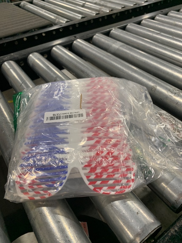 Photo 1 of American Flag USA Patriotic Design Plastic Shutter Glasses Shades Sunglasses Eyewear for Party Props, Decoration (12 Pairs)