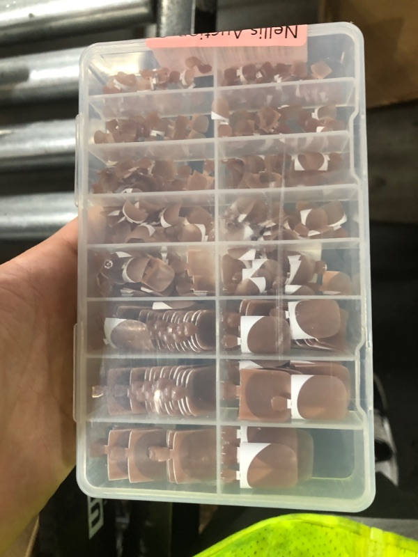Photo 1 of 300 Pcs French Tip Toe Nail Tips Press on- Anyos Real Square Gel Nail Tips,Full Cover Short Pre-Designed Fake Toenails-Acrylic False Toenails for DIY x 15 Sizes(Brown French)
