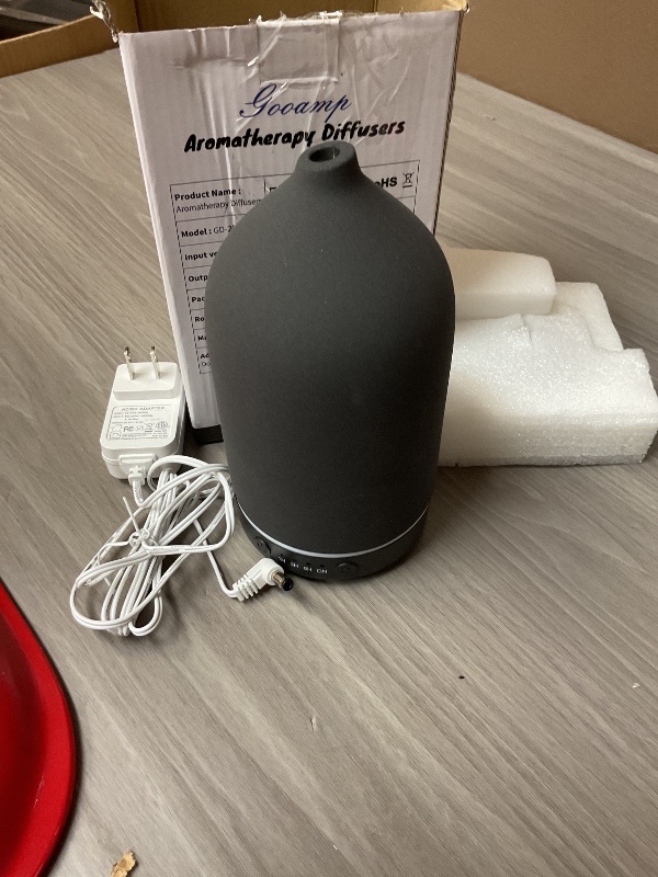 Photo 1 of Gooamp 200ML Ceramic Essential Oil Diffuser - Ultrasonic Aromatherapy & Humidifier with 7-Color LED Lights, Auto Shut-Off, Black, 1H/3H/6H Timer | Scent for Home, Office, Yoga
