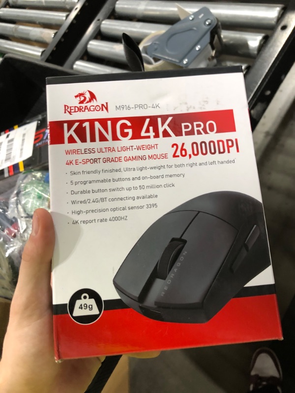 Photo 1 of Redragon M916 PRO 3-Mode Wireless Gaming Mouse, Hype-Speed 4K Polling Rate, 49G Ultra-Light 26K DPI Mouse w/Ergonomic Natural Grip Build, Redefinable Macro Buttons, Software Supported