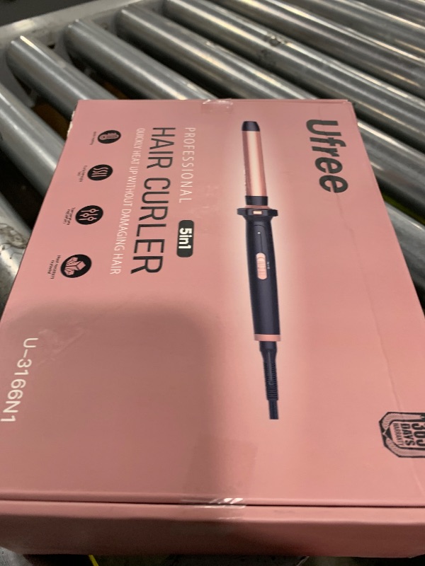 Photo 1 of Ufree 5 in 1 Curling Iron with Interchangeable Ceramic Barrels (0.35"-1.25"), Curling Wand Set with Flat Iron Hair Straightener, Instant Heat Up, Dual Voltage Hair Curler, Gifts for Women