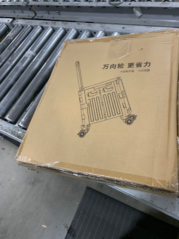 Photo 1 of Foldable Utility Cart Collapsible Rolling Carts with Lid Portable Rolling Crate Handcart Shopping Trolley with Telescopic Handle 4 Wheels for Picnic Camping Moving Luggage Use
