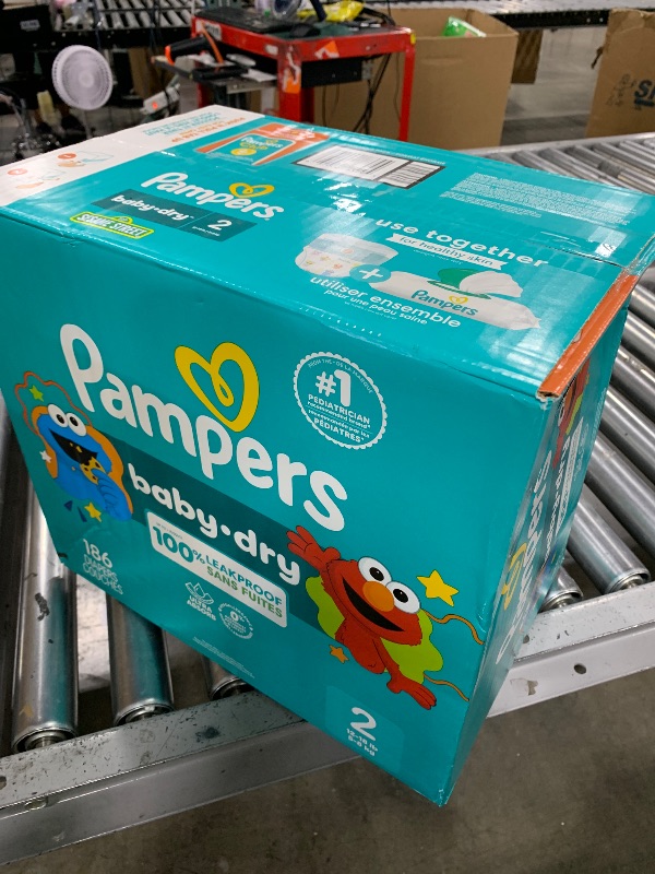 Photo 1 of Pampers Diapers - Baby Dry - Size 2, 186 Count, Absorbent Disposable Infant Diaper (Packaging May Vary)