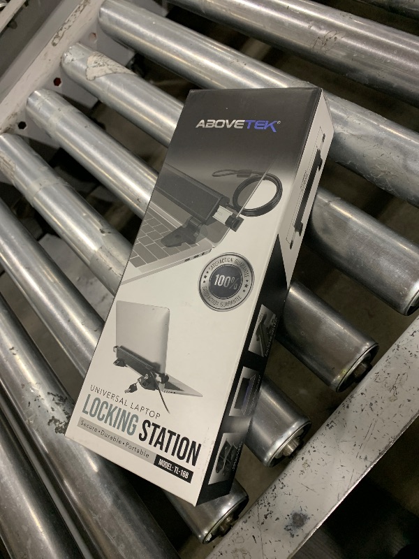 Photo 1 of AboveTEK MacBook & Surface Laptop Locking Station with Combo Lock Cable, Anti Theft Folding Security Laptop Desk Mount, Adjustable & Portable, Fits 12"-16" Laptops/Notebooks (Black)