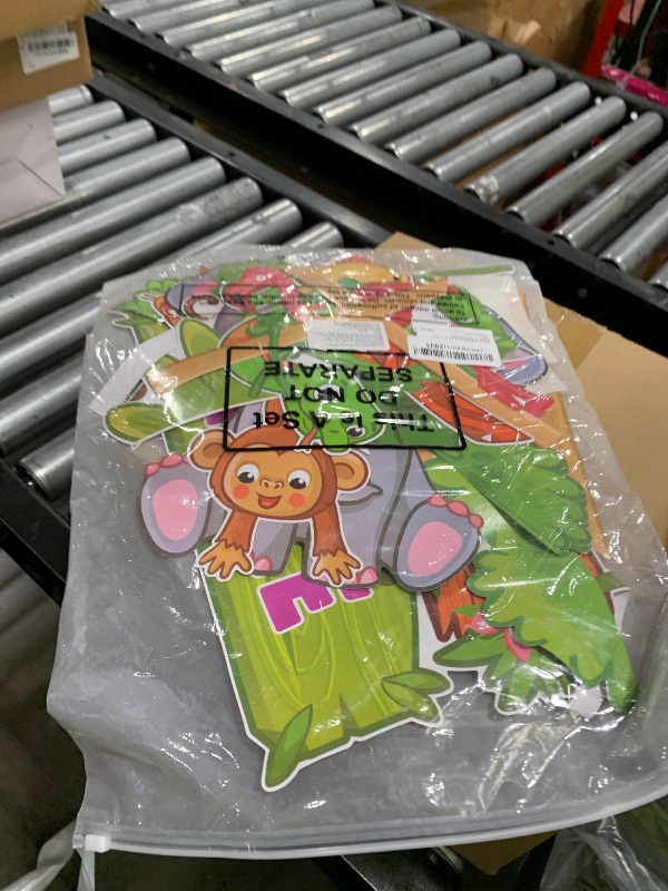 Photo 1 of 103 Pcs Jungle Bulletin Board Set Welcome to The Jungle Animal Bulletin Board Decorations Monkey Elephant Forest Cutouts Educational Classroom Wall Decorations