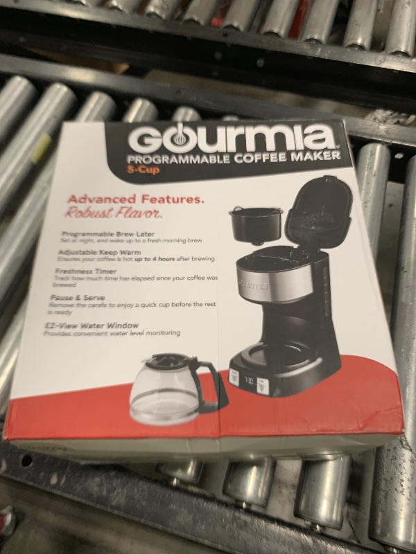 Photo 1 of Gourmia GCM3518 5-Cup Programmable Drip Coffee Maker, Brew Later Timer, Adjustable 4-Hr Keep Warm, Pause & Serve, Freshness Timer, 700 W Compact Glass Carafe, EZ-View Water Window