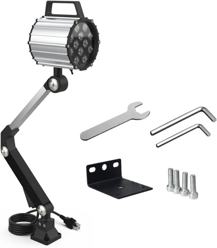Photo 1 of Led Waterproof Machine Work Light, Multipurpose Adjustable Angle Aluminum Alloy Long Arm for Lathe CNC Milling Drill Press and Workbench, AC 110~240V with US Plug
