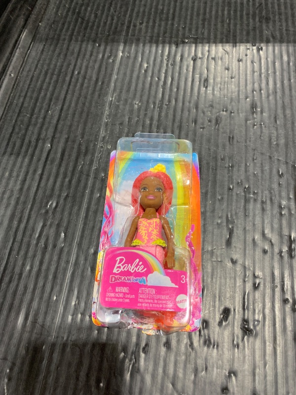 Photo 1 of Barbie Dreamtopia Chelsea Mermaid Doll with Coral-Colored Hair & Tail, Royal Headband Accessory, Small Doll Bends at Waist