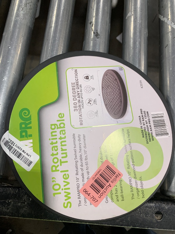 Photo 1 of 10 Inch Lazy Susan Turntable Organizer, Non Skid Large Lazy Susan Turntable for Cabinet, Computer or Laptop, Plastic Turn Table, Black, 1 PC - by RamPro