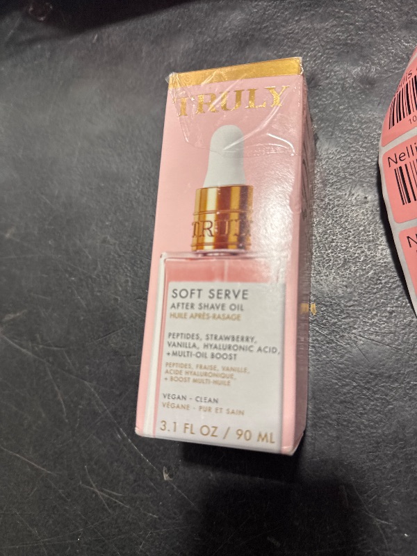 Photo 1 of Truly Beauty Soft Serve After Shave Oil | Hydrating Treatment for Ingrowns & Irritation | Peptides, Hyaluronic Acid & Strawberry Extract | Soothes & Smooths Skin | Strawberry Vanilla Scent (3.1 Fl Oz)