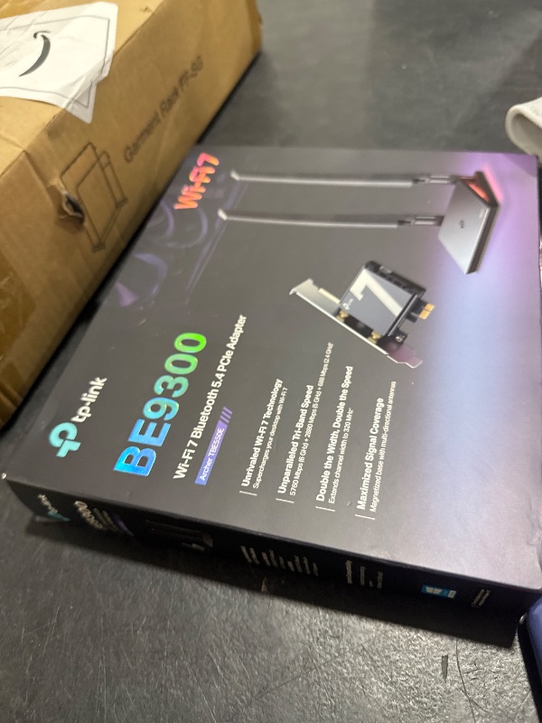 Photo 1 of TP-Link WiFi 7 BE9300 PCIe WiFi Card for Desktop PC(Archer TBE550E), Tri-Band Wireless Adapter, Bluetooth 5.4, Multicolor Status LED, Supports AMD/Intel Motherboard, Not Compatible with Windows 10