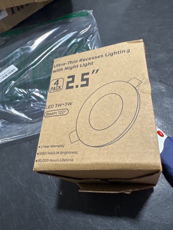 Photo 1 of YGS-Tech 2.5 Inch LED Recessed Lighting with Night Light, Ultra-Thin 3W+3W LED Recessed Downlight, 3000K/6500K Selectable, 420LM Recessed Ceiling Light with Driver (4 Pack)