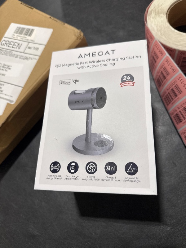 Photo 1 of AMEGAT 3 in 1 Charging Station Compatible with MagSafe, 15W Cooling Wireless Charger, Charger Stand Qi2 Certified for iPhone 16/15/14/13/12, Samsung S25, Apple Watch, AirPods (45W PD Charger Included)