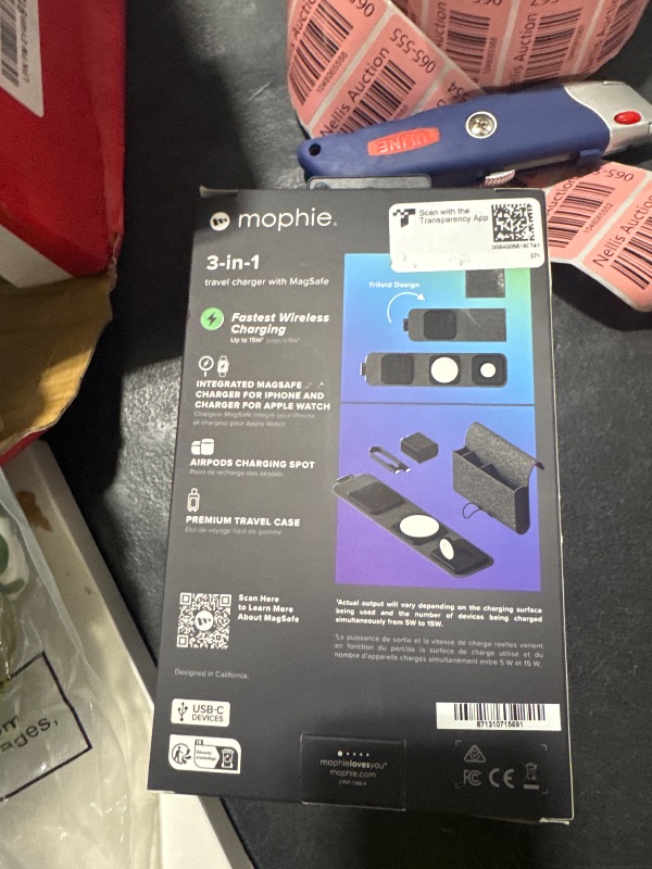 Photo 1 of Mophie 3-in-1 Travel Charger with MagSafe - Portable Wireless Charging Hub, Compatible with Apple Devices, iPhone 16/15/14/13/12 Series, Apple Watch Series 10 to 1 & Ultra, AirPods Pro/3rd Gen, Black