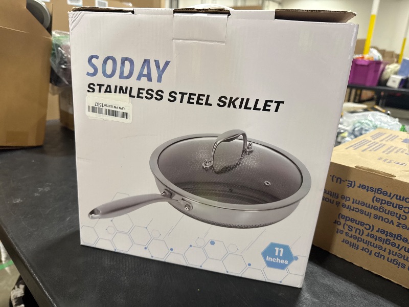 Photo 1 of 10.5 inch Frying Pan Nonstick with Lid, 2.5 Qt Deep Non Stick Stainless Steel Sauté Pan Skillet, Dishwasher and Oven Safe, Compatible with All Cooktops