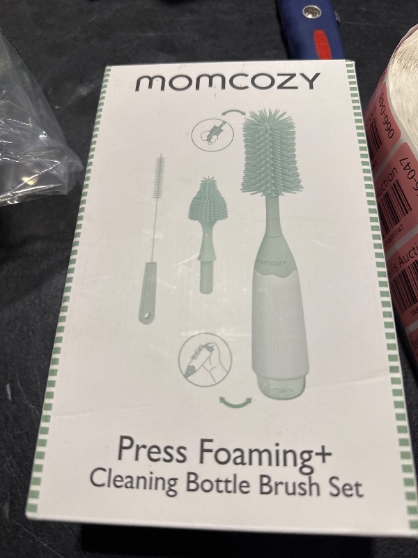 Photo 1 of Momcozy Bottle Brush Kit, Innovative Push-Press Design for Better Cleaning - Baby Bottle Cleaner Brush for Baby Bottle, Breast Pumps, Nipples, and More - Can Generate Foam for Better Cleaning, Green