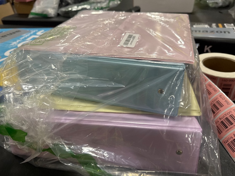 Photo 1 of SUNEE 3 Ring Binders 2 Inch 4 Pack, Clear View Binder Three Ring PVC-Free (Fit 8.5x11 Inches) for School or Office Supplies, Assorted Pastel