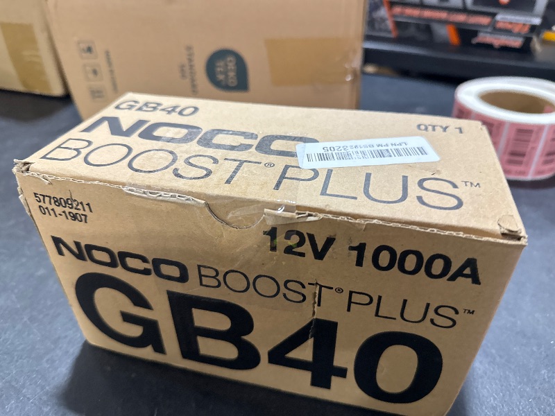 Photo 1 of NOCO Boost GB40: 1000A UltraSafe Jump Starter – 12V Lithium Battery Booster Pack, Portable Jump Box, Power Bank & Jumper Cables - for 6.0L Gas and 3.0L Diesel Engines