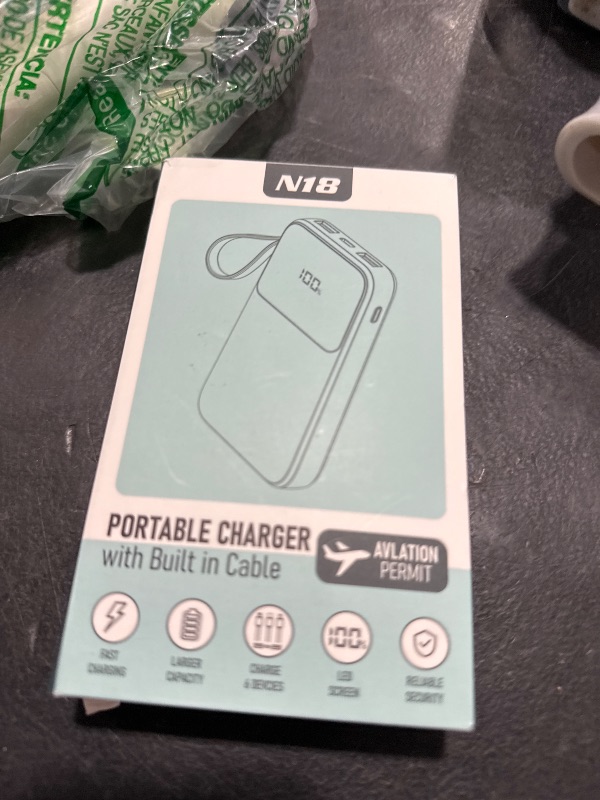 Photo 1 of Power Bank, 15000mAh Portable Charger with Built in Cable, 22.5W Fast Charging, 6 Outputs, Slim Travel Essential Battery Pack with LED Display, Compatible with iPhone 16/15/14/13, Samsung, iPad, etc