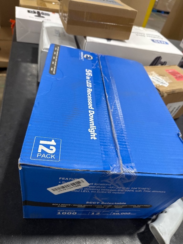 Photo 1 of 12 Pack 5/6 Inch 5CCT LED Recessed Lighting Retrofit, 2700K/3000K/4000K/5000K/6500K Selectable, Dimmable Can Lights with Baffle Trim, 12W=150W, High Brightness 1000LM, IC& Wet Rated, ETL&FCC Certified