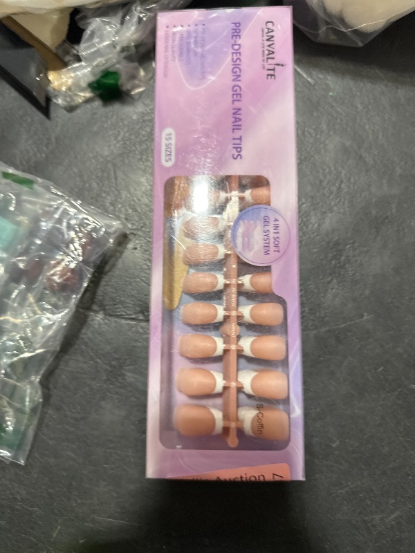Photo 1 of Misssix XBASICTIPS French Tip Press On Nails, 150Pcs Pink Press On Nails Short Square, French Soft Gel Nail Tips, Pre-shaped No Need to File 3 in 1 Tips, Fake Nails for Nail Art DIY Designs 15 Sizes