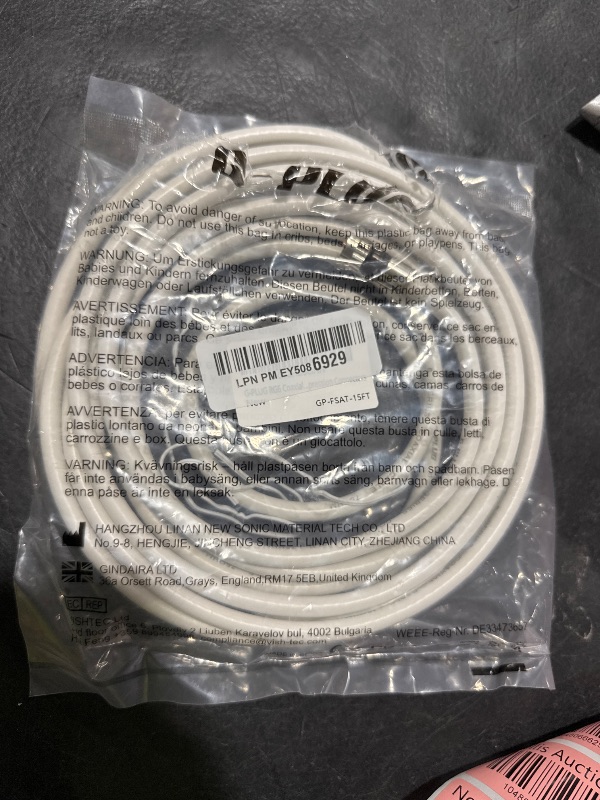 Photo 1 of G-PLUG 15FT RG6 Coaxial Cable Connectors Set - High-Speed Internet, Broadband and Digital TV Aerial, Satellite Sky Cable Extension- Weather-Sealed Double Rubber O-Ring and Compression Connectors White
