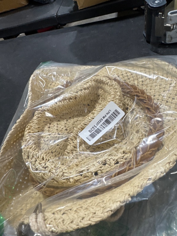 Photo 1 of GEMVIE Baby Toddler Kids Sun Straw Western Cowboy Hat Wide Brim with Chin Strap (Beige)