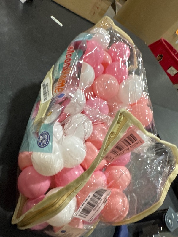 Photo 1 of MoonxHome Ball Pit Balls for Kids, 100 pcs 2.15" Thicken Soft Plastic Crush Proof Ball Pit Balls BPA Phthalate Free Toy Ball with 3 Color White Pink Light-Pink