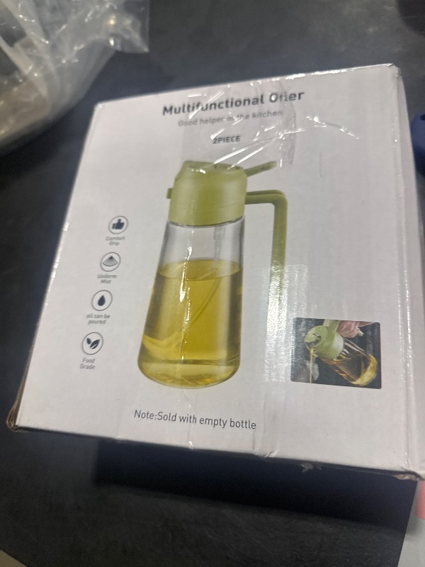 Photo 1 of 2Pack,Olive Oil Sprayer for Cooking,2 in 1/16oz/470ml Glass Oil Spray Bottle,Bottle for Kitchen Gadgets,Air Fryer,Salad,Frying,BBQ.(white)