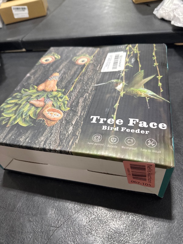 Photo 1 of vomiceak Large Tree Face Decor Outdoor - 12 Inch Bird Feeder, Unique Old Man Tree Face Hugger Statues - Glow Eyes in Dark, Funny Garden Patio Art Statue Decor