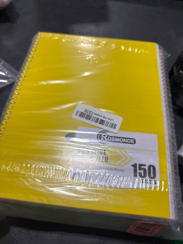 Photo 1 of Rosmonde 5 Subject Notebook Wide Ruled, 6 Pack, 300 Pages (150 Sheets), 8 x 10-1/2", 5 Subject Spiral Notebook with Dividers, Thick Paper Fights Ink Bleed, 3 Hole Punched, Spiral Notebooks for School