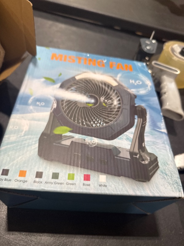 Photo 1 of Ausic Portable Misting Fans for Outside, 30000mAh Outdoor Cooling Fan for Patios 250ml, 8 Inch Camping Battery Operated Rechargeable Fans, Spray Fan with Light & Hook for Beach, Tents, Travel
