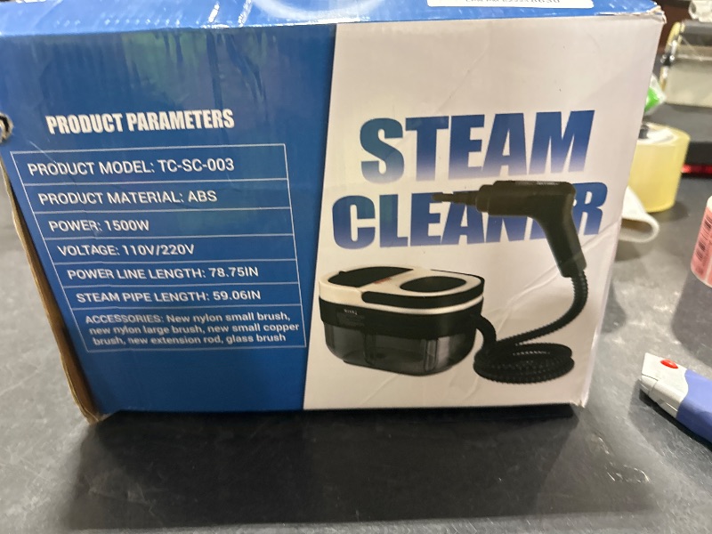 Photo 1 of Steam Cleaner, 3-Level Adjustable Handle, 15s Heat-Up, 1.69 Quarts Tank, Portable Steamer for Cleaning with 10 Accessories, Steam Cleaner for Home for Dirt (White)
