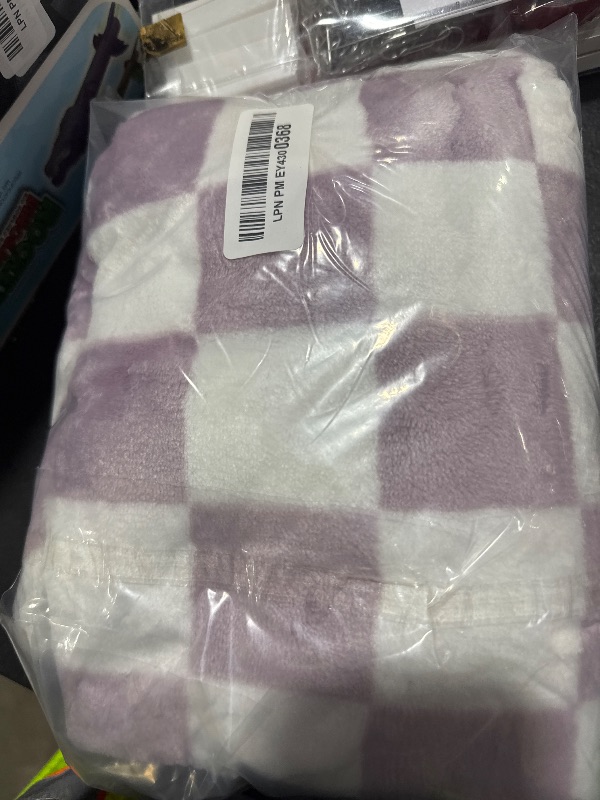 Photo 1 of Yurhap Checkered Baby Blanket Fleece Baby Blankets for Girls, Ultra Soft Cozy Fluffy Infant Toddler Newborn Receiving Blankets for Crib Stroller, 30''x40'', Purple