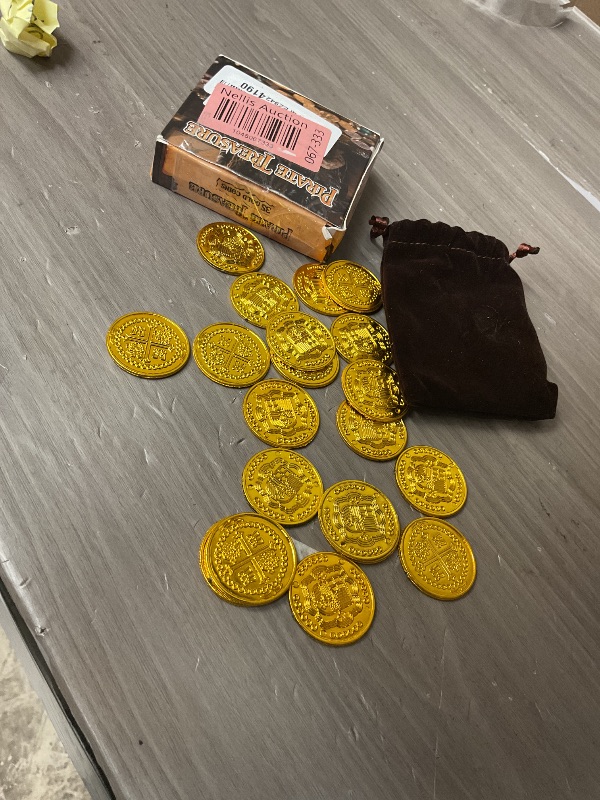 Photo 1 of Pirate Gold Coins Plastic Bulk St. Patrick's Pirate Gold Coins Novelty Party Favors, Pirate Party, Treasure Hunt Game and Party Favors  (Gold 20 PCS)